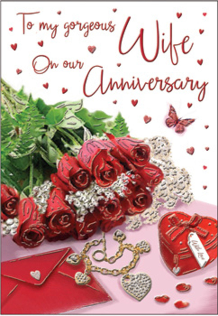 In this richly detailed anniversary scene, a bouquet of classic red roses becomes the emotional focal point, their velvety petals fully open and luxuriant, like a hand-tied arrangement freshly delivered to a door near Chigwell Golf Club. Each rose is nestled into lush greenery, the leaves arching protectively around the blooms to heighten their dramatic colour. The bouquet is artfully positioned alongside an elegant anniversary card, its script flowing gracefully across creamy paper, and a neatly placed envelope that hints at a handwritten message waiting within. Nearby, fine jewellery pieces rest as though just taken off after a celebratory evening: a slender chain, a pair of sparkling earrings, and a petite heart-shaped box in a vivid red finish, reminiscent of a cherished gift exchanged over many years together. Delicate lace-like motifs and soft heart shapes edge the composition, adding a sense of nostalgia and craft, much like the thoughtful touches a local florist in Chigwell would add when dressing a special bouquet. Accents of gold and satin, together with hints of velvet and silk textures, reflect and catch the gentle light, giving the whole arrangement a warm, intimate glow. The palette leans into deep reds, soft creams, and subtle blush tones, creating an atmosphere that feels both timeless and deeply personal. It evokes the quiet joy of marking another shared milestone-perhaps an anniversary dinner at home overlooking one of Chigwell's green spaces-where every small detail speaks of devotion, gratitude, and love that has grown stronger with each passing year.