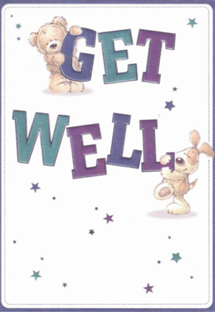 This get well card, crafted with the same thoughtful care you'd expect from a local Chigwell florist, offers a delightful tableau of heartfelt encouragement. A soft, plush bear leans over the word 'GET,' its rounded form and rich, fluffy texture tenderly depicted, while beside it, a sweet-natured puppy with velvety ears brings a note of gentle joy to the word 'WELL.' The typography itself is bold and lifted, shaded in playful washes of amethyst and aqua, grounding the design in cheerful confidence. Around these two whimsical friends, a scattering of twinkling stars conjures the sense of hope you might feel during a clear night stroll through Grange Hill's quieter corners. The entire scene is set against a background so crisp and luminous it seems to promise a fresh start. The interplay of colours, textures, and affectionate expressions feels almost tangible-inviting you to reach out and experience the comfort firsthand. Sending this card within Chigwell-perhaps with a hand-delivered bouquet-elevates it from a simple message to a genuine outpouring of local care and understanding, the kind Flower Delivery Chigwell is known for. This gentle, exuberant illustration perfectly mirrors the uplifting spirit and nurturing energy that define the Chigwell community.