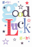Joyful encouragement radiates from every detail of this good luck card, a design as spirited as Chigwell itself. The words 'Good Luck' are arranged artfully in a medley of playful fonts; large, airy blues mingle with bold reds, rich greens, and luxurious purples, all on a crisp, pure background. Stars of indigo, soft lavender, vibrant blue, and lime green scatter across the card with a carefree flair, reminiscent of the twinkling skies over local Roding Valley fields. There's a gentle tactile pleasure in the card's smooth surface, evoking the same delight found in high-quality stationery from a trusted Chigwell florist. Handing this card to a friend before a big move near Hainault or an important interview on Limes Avenue would feel like passing a cherished token of hope-one as genuine as the smiles exchanged after a successful bouquet delivery. Its overall composition uplifts instantly, embodying both heartfelt optimism and the simple magic of wishing someone the very best in Chigwell.